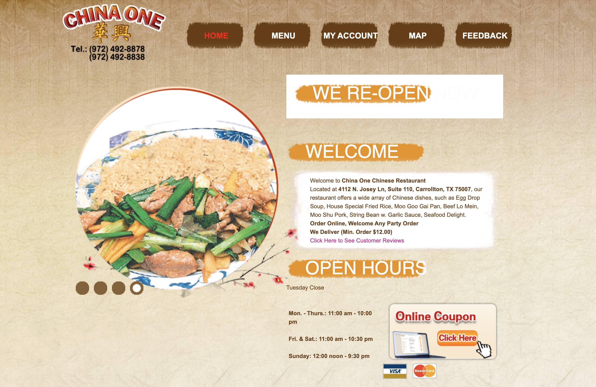 image of current restaurant website